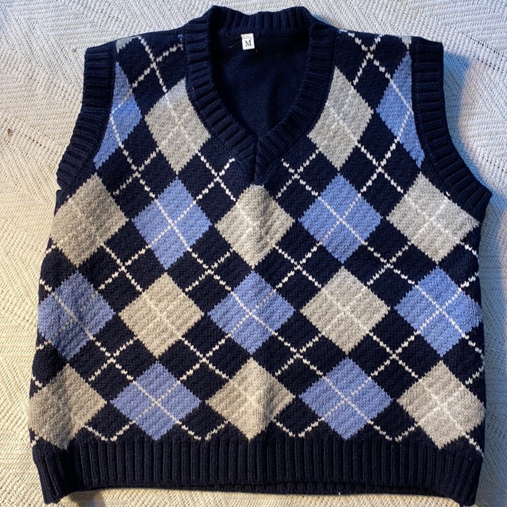 Cropped Argyle Sweater Vest